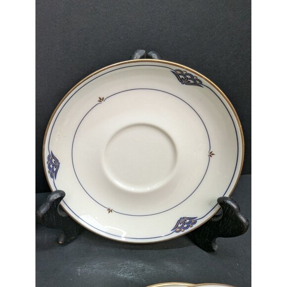 Gorham Fine China Florentine Lapis Footed 24K Gold Banded 1 Cup and 3 Saucers - Picture 4 of 11